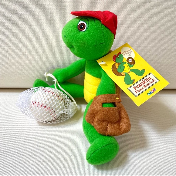 VINTAGE EDEN FRANKLIN THE TURTLE PLAYS BASEBALL PLUSH STUFFED TOY 8.5” NWT - Picture 2 of 16